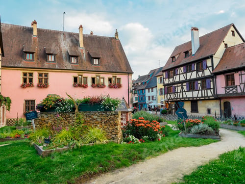 Preview: Street with colorful traditional french houses in Turckheim, France