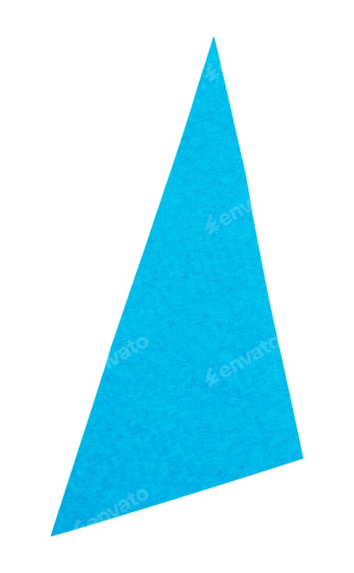 Preview: Simple blue triangle cut out of textured colored paper, isolated element for collage