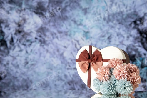 Preview: front view valentines day present with flowers on light background marriage couple feeling family