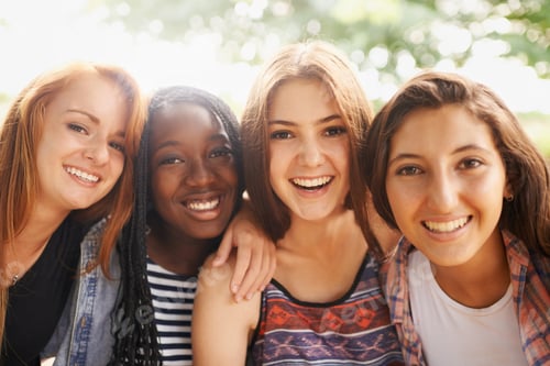 Preview: Spring break here we come. A closeup cropped shot of beautiful teenage friends.