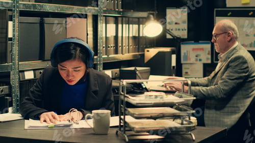 Preview: Private detective extracting important ideas from witness statements,
