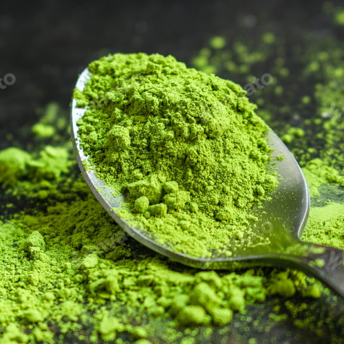Preview: Matcha, Healthy Green Tea (Green Powder) Menu Concept. Food Background. Copy Space. Top View