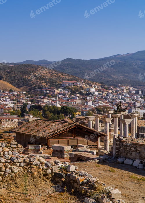 Preview: Landscape of the historic Selcuk town in Turkey on the background o fhills
