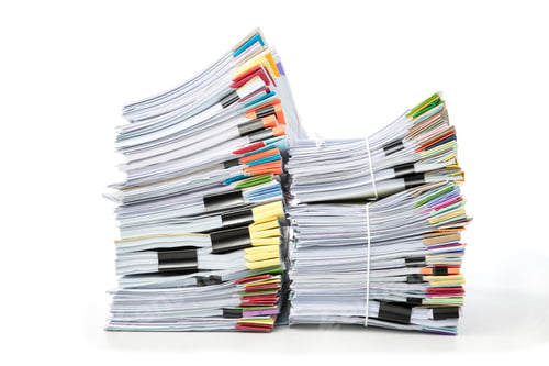 Preview: Stack of Documents isolated on white background. Documents pile.