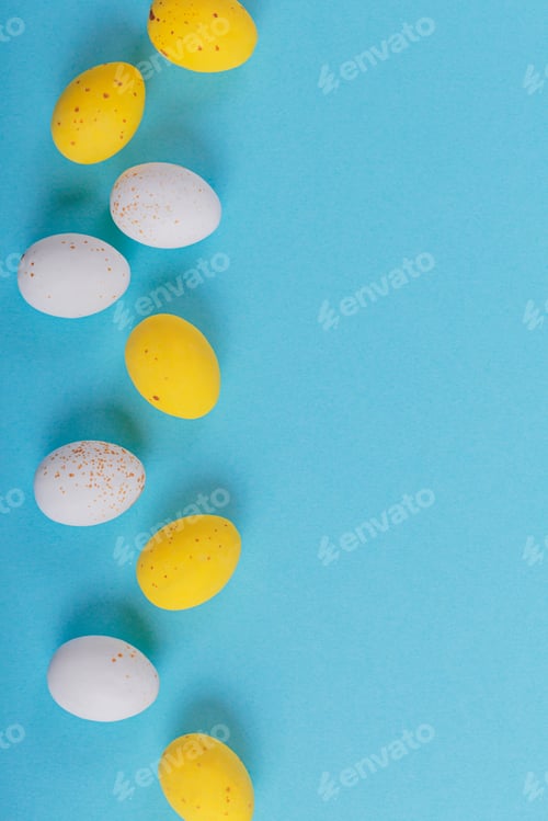 Preview: Minimalistic easter background of chocolate candy eggs