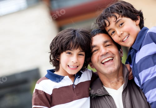 Preview: Beautiful Family Portrait With A Group Boys Smiling