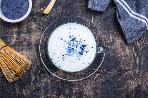 Preview: Blue matcha latte with milk