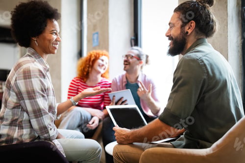 Preview: Successful company with happy workers. Business, meeting, office concept