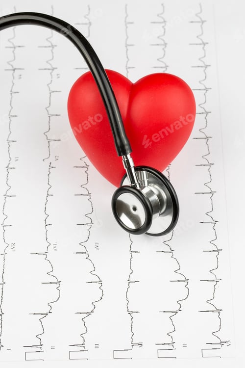 Preview: Stethoscope and red heart Heart Check.Concept healthcare.
