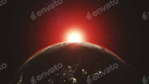 Preview: Earth orbit planet skyline flare sun beam glow