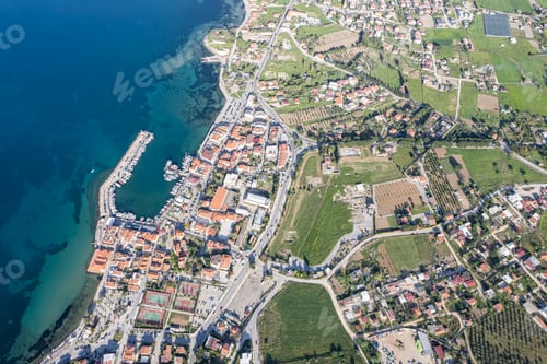 Preview: Aerial drone view of Urla district of Izmir, Turkey's third largest city. Iskele - Urla - Turkey
