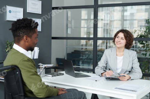 Preview: Manager talking to candidate with disability
