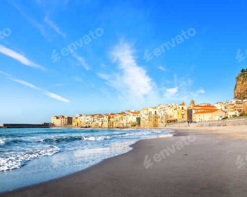 Preview: Wonderful cityscape of Cefalu city. Popular travel destination of Mediterranean sea.