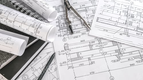 Preview: Architects concept, engineer architect designer freelance work on start-up project drawing, construc