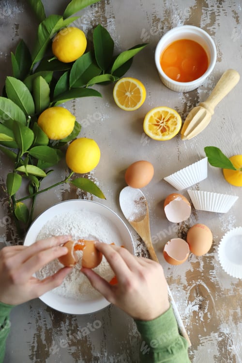 Baking Ingredients Arranged on Tabletop for Recipe Preparation