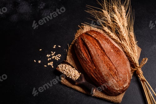 Preview: Beautiful fresh baked bread with wheat grains