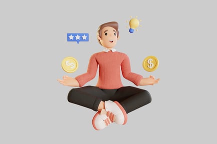 Preview: Business meditation cartoon character