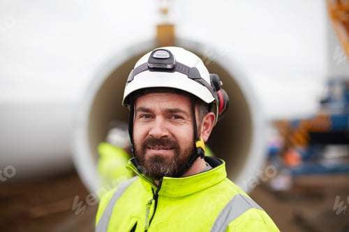 Preview: Portrait of engineer at wind farm