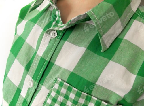 Preview: Chequered green and white shirt