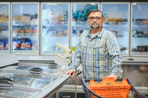 Preview: Senior man at supermarket store