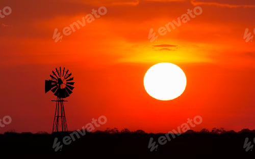 Preview: Windmill at sunset, Etosha National Park, Namibia