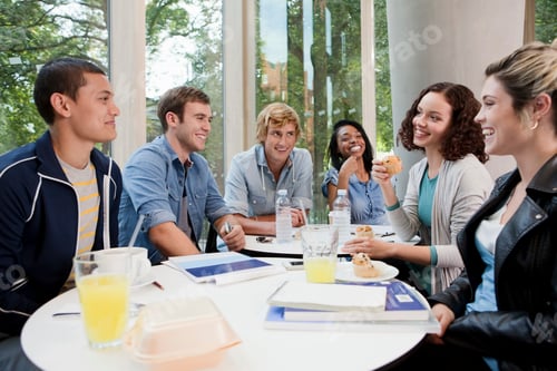 Preview: University students in college cafe