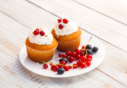 Preview: Delicious Cupcakes Topped with Berries on White Plate