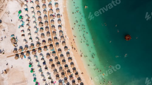 Preview: Top aerial view of famous Marble beach ai Thassos island, Greece