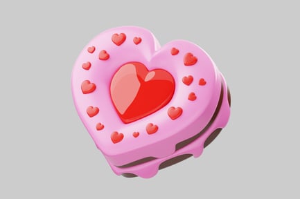 Preview: Heart shaped celebration cake asset