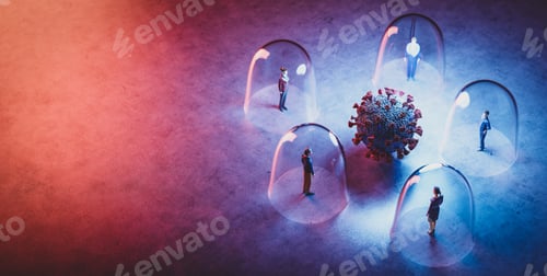 Preview: Coronavirus Covid19 between people in glassy protection. Social distancing