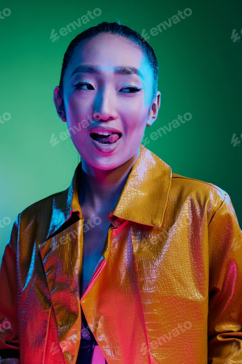 Preview: Light woman neon fashion colorful disco trendy beauty
