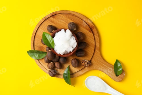 Preview: Concept of skin care cosmetics, Shea butter, top view
