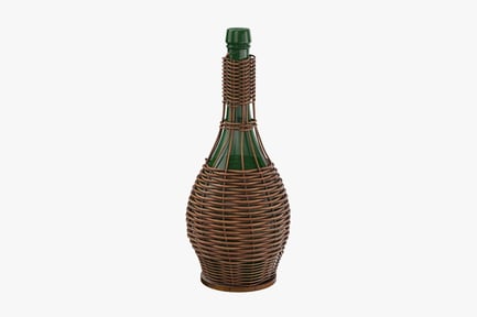 Green Glass Jug with Woven Basket