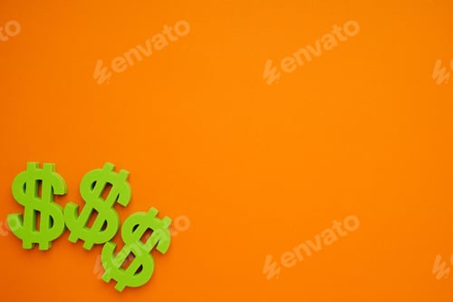 Preview: Orange background wiith dollar symbols , money sign