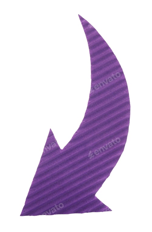 Preview: One purple paper arrow isolated on white