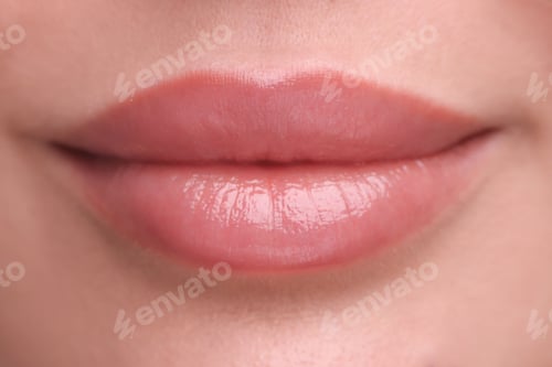 Preview: Woman with beautiful full lips as background, closeup