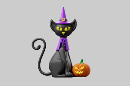 Preview: Halloween cat with pumpkin