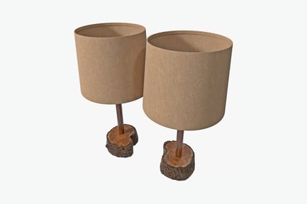 Preview: Table lamps with textured shades and branching wooden bases