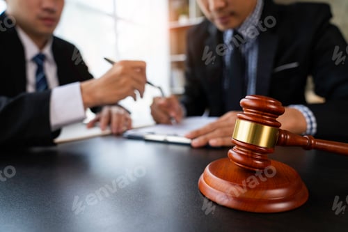 Preview: Business law concept, Lawyer business Consultation between male lawyers and business clients, tax an