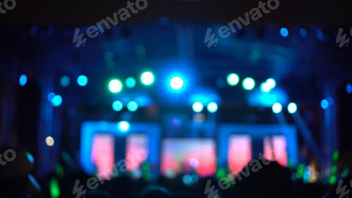 Preview: Abstract blurred photo of spotlight in conference hall, seminar and party environment concept