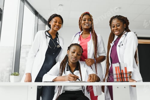 Preview: group of african american doctor and nurse in hospital ward.