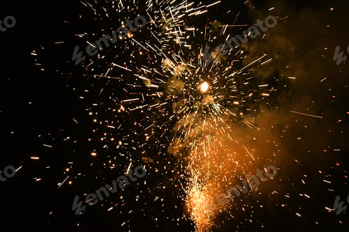 Preview: Celebration!!! Golden Fireworks exploding in the air.