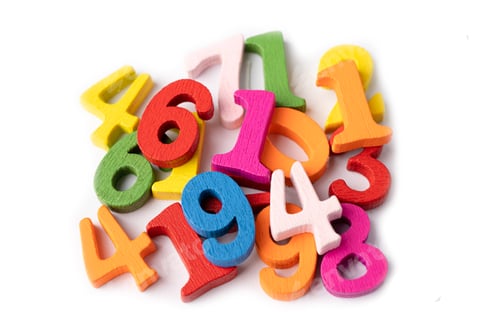 Preview: Math number colorful on white background, education study mathematics learning teach concept.