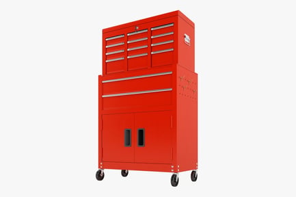 Preview: Red Tool Chest Trolley with Drawers and Cabinet Storage