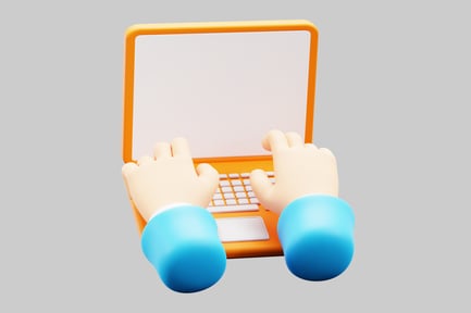 Preview: A person typing on a laptop.