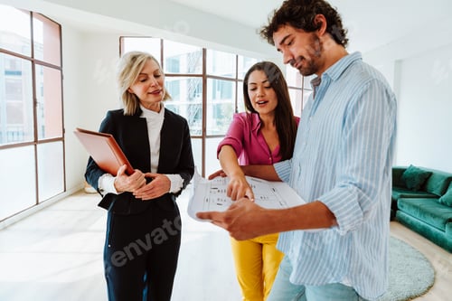 Preview: Real estate agent showing an apartment to a couple.