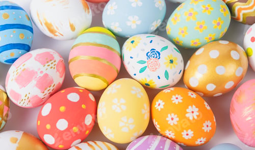 Preview: Happy easter Colourful of Easter eggs background.