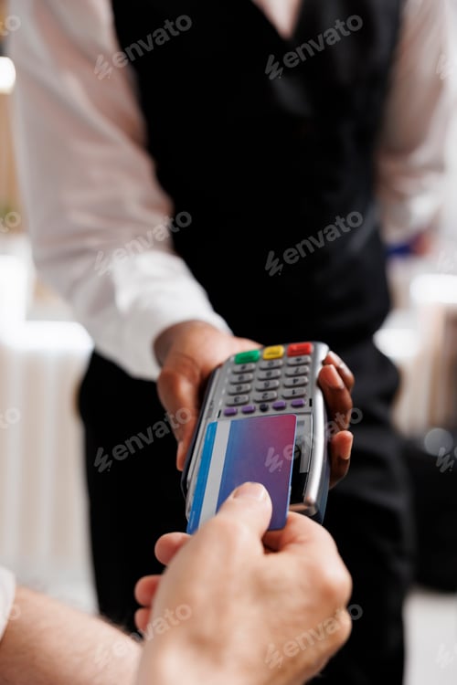 Preview: Card payment in hotel lounge area