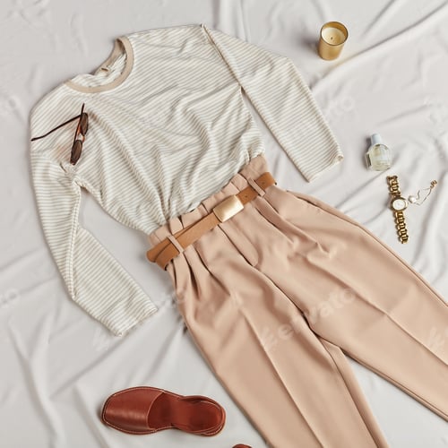 Preview: girl has prepared clothes for going for a walk, summer holiday