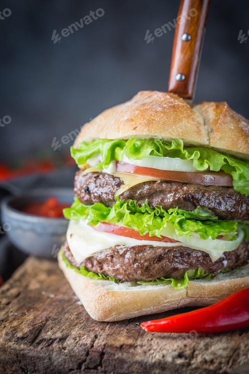 Preview: Hamburger with beef meat